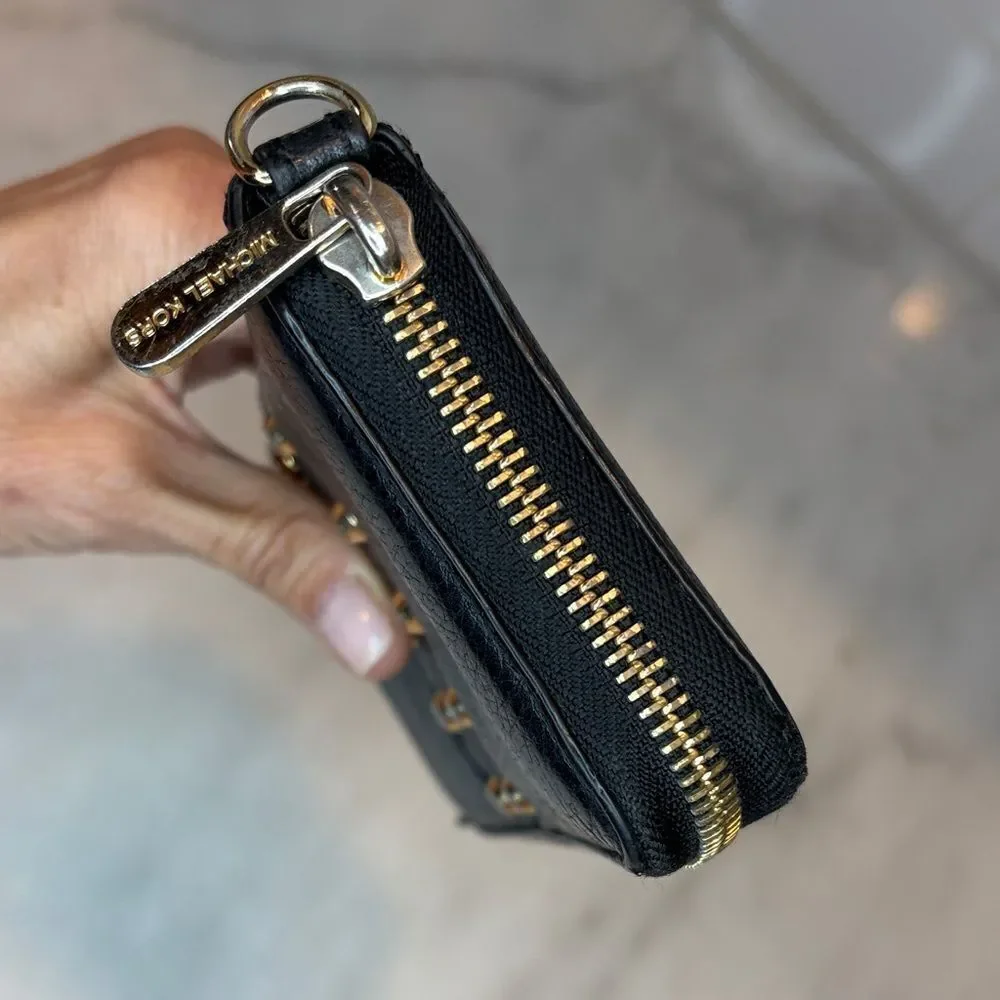 Michael Kors Wallet Leather Astor Pebbled Studded Full Zip